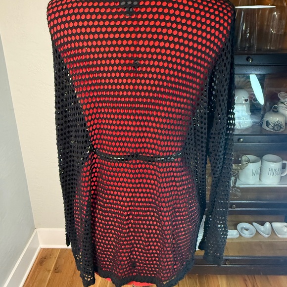 Bobeau Women’s M Black Mesh Sheer Pullover Top Long Sleeve Layering Sweater - Picture 3 of 5